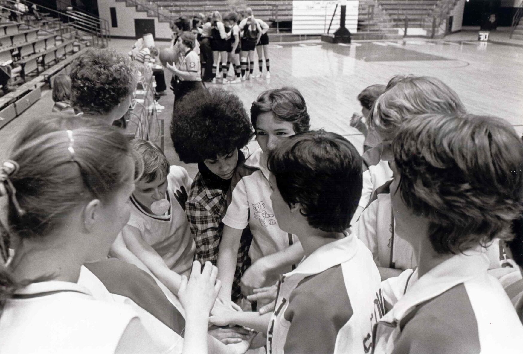 Women's basketball huddle